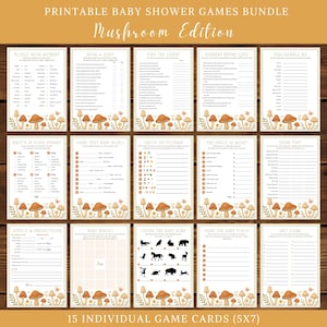 Woodland Mushroom Baby Shower Game Bundle | Fungi Party Decor | Editable Games