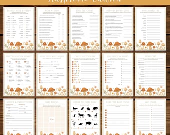 Woodland Mushroom Baby Shower Game Bundle | Fungi Party Decor | Editable Games