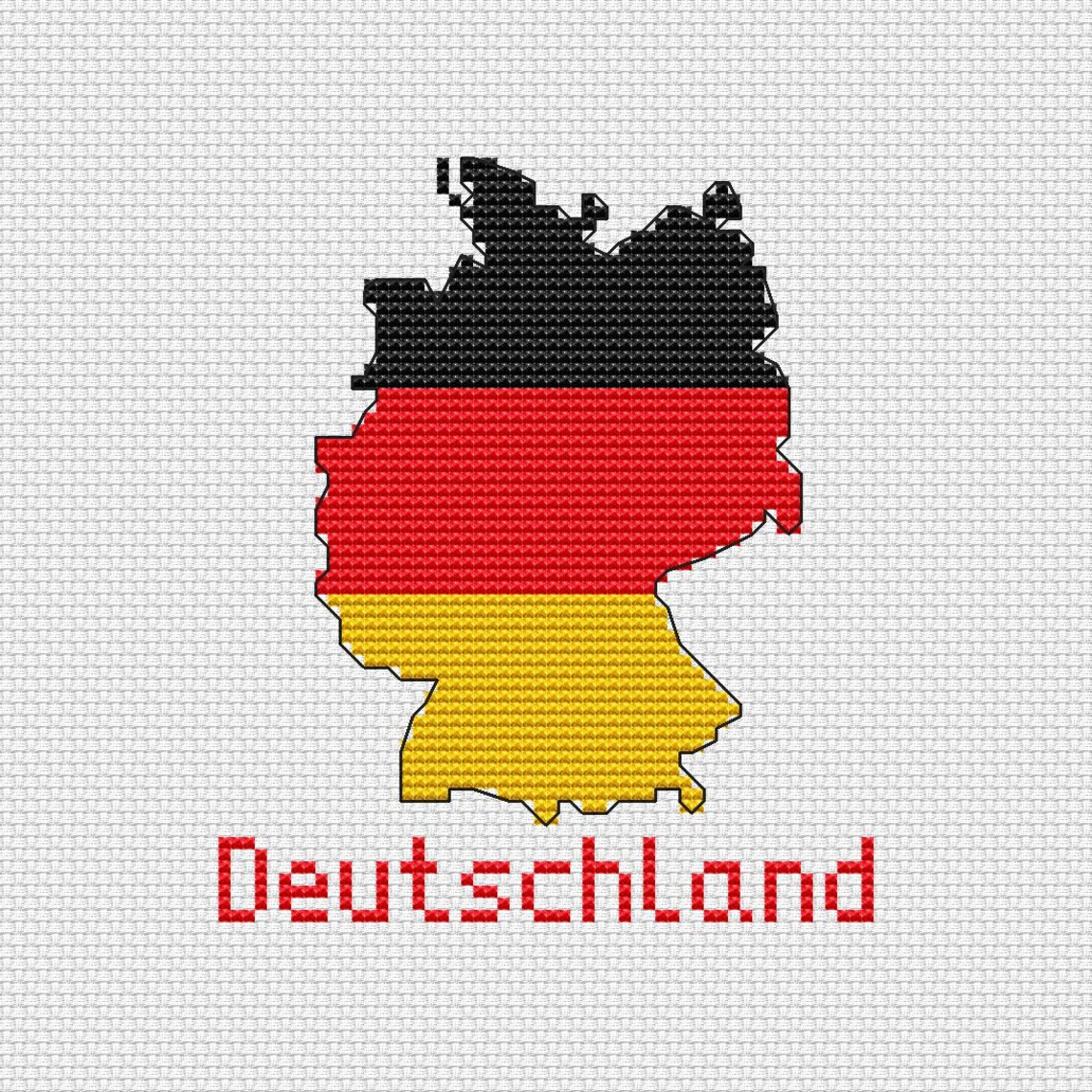 Deutschland Map Cross Stitch Pattern Modern Germany Flag Etsy