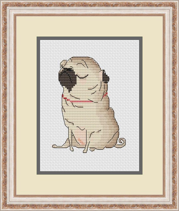 Pug Cross Stitch Pattern Dog Embroidery Pattern Easy Cross Etsy