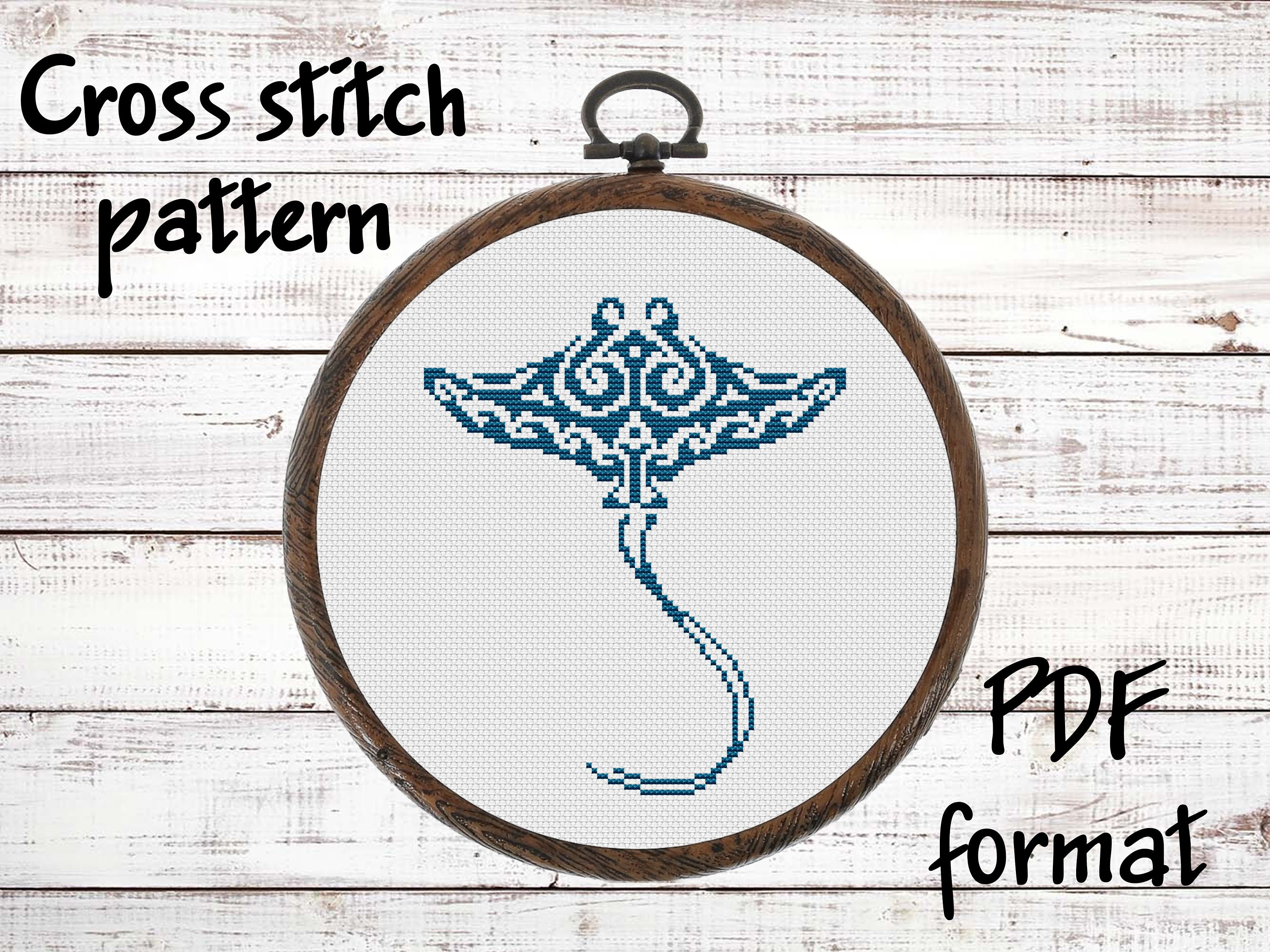 Manta Ray Cross Stitch Pattern PDF Mandala Cross Stitch Etsy