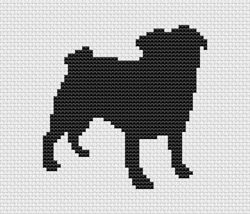 Pug Cross Stitch Pattern Silhouette Dog Pattern Easy Cross ...