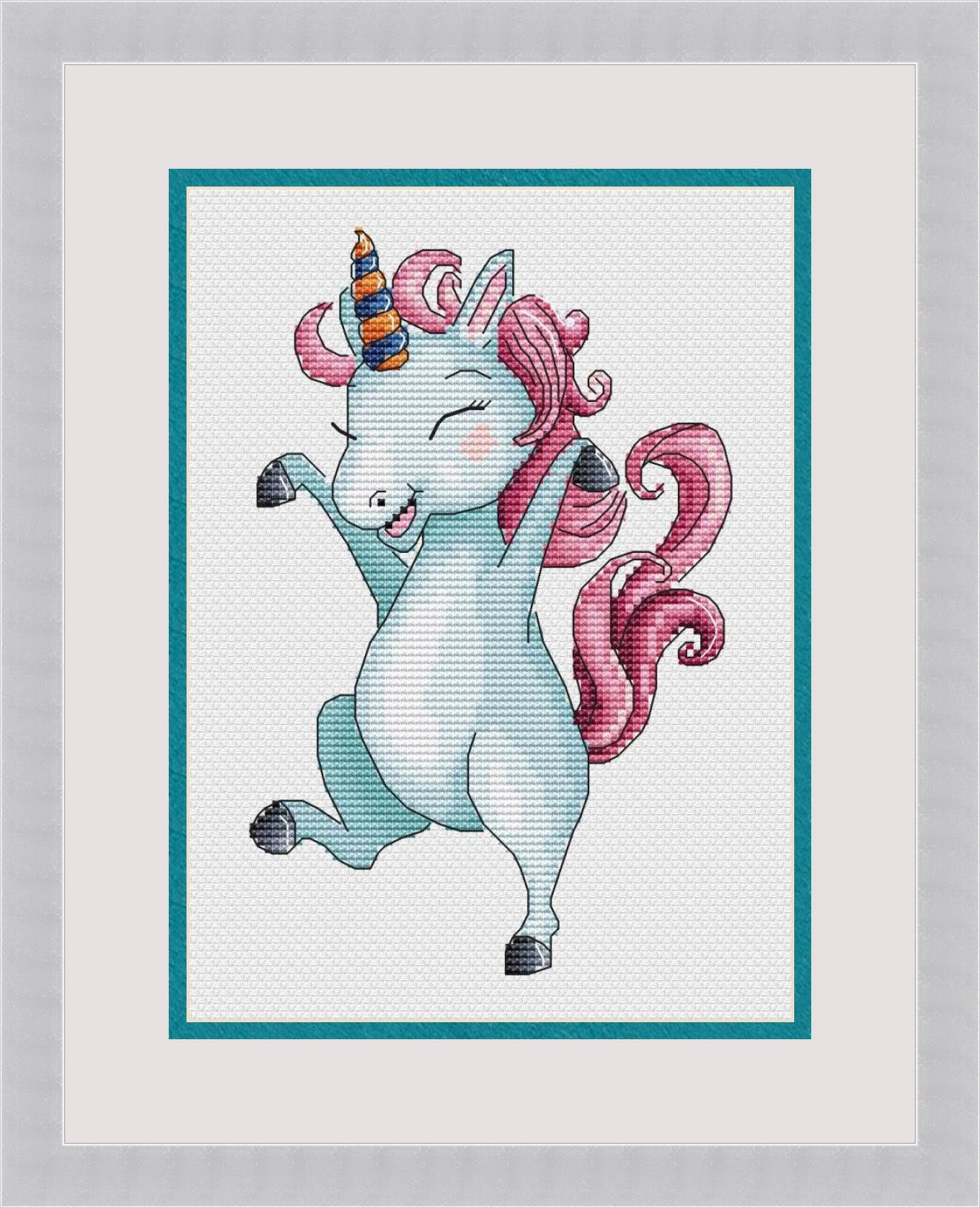Dancing Unicorn cross stitch pattern break dancer cross stitch modern Unicorn cross stitch Unicorn embroidery pattern cute Unicorn pattern