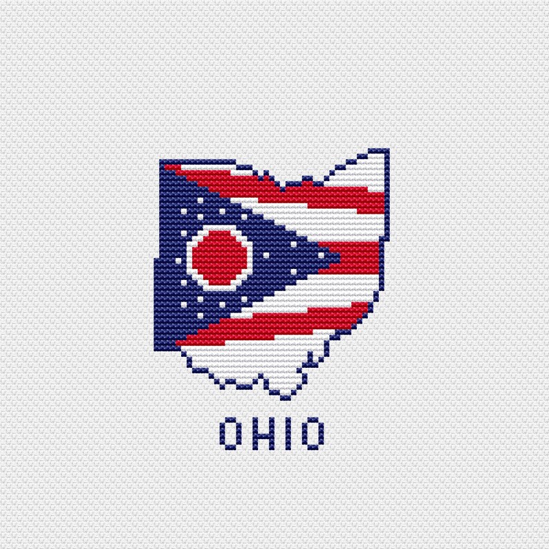 Ohio Cross Stitch Pattern Modern Cross Stitch State Cross Etsy