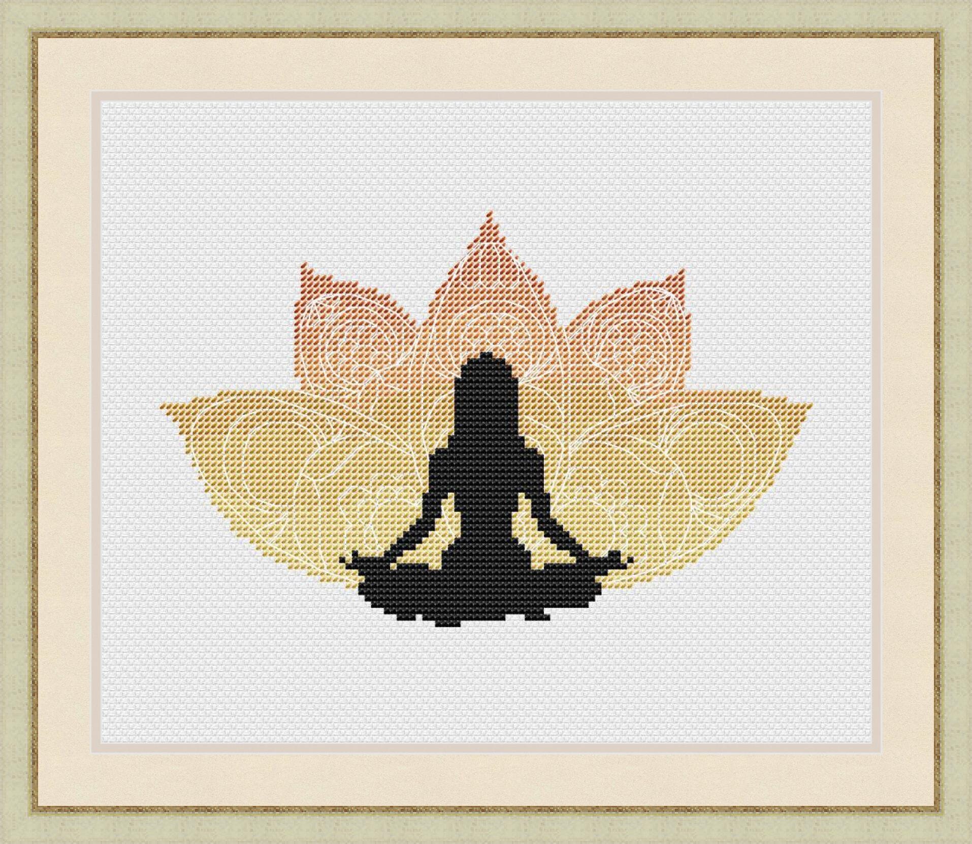 Yoga Cross Stitch Pattern PDF Meditation Embroidery Pattern Etsy