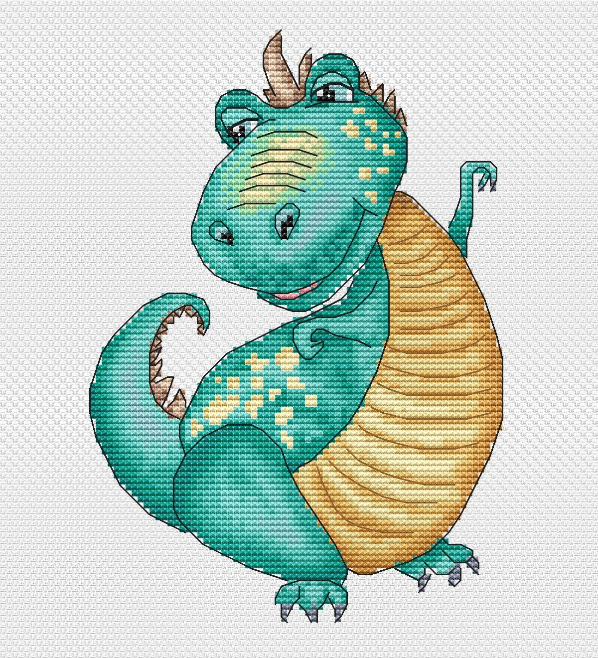 Dinosaur Cross Stitch Pattern Modern XStitch Dino Pattern Cute Etsy