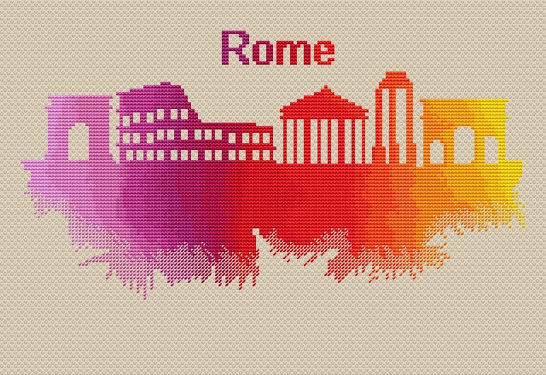 Rome Cross Stitch Pattern Modern Cross Stitch Italy Cross Etsy