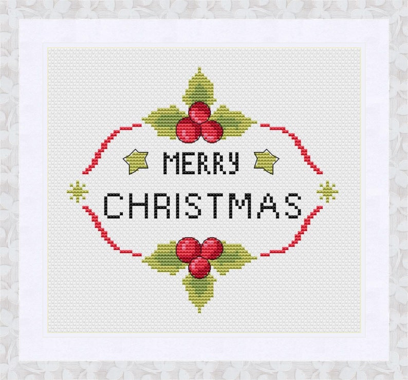 Merry Christmas Cross Stitch Pattern PDF Cross Stitch Pattern | Etsy