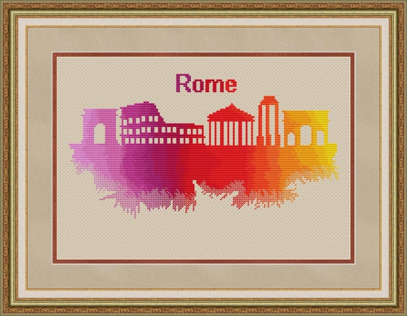 Rome Cross Stitch Pattern Modern Cross Stitch Italy Cross Etsy