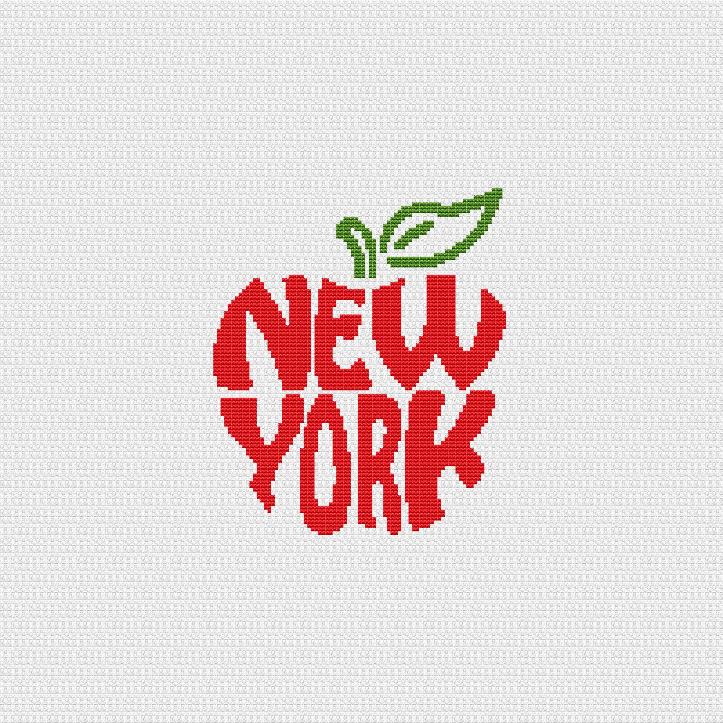 New York Cross Stitch Pattern New York Apple Cross Stitch Etsy