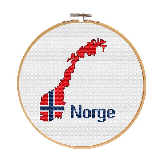 Map Cross Stitch Norway Flag Xstitch Modern Cross Stitch Etsy