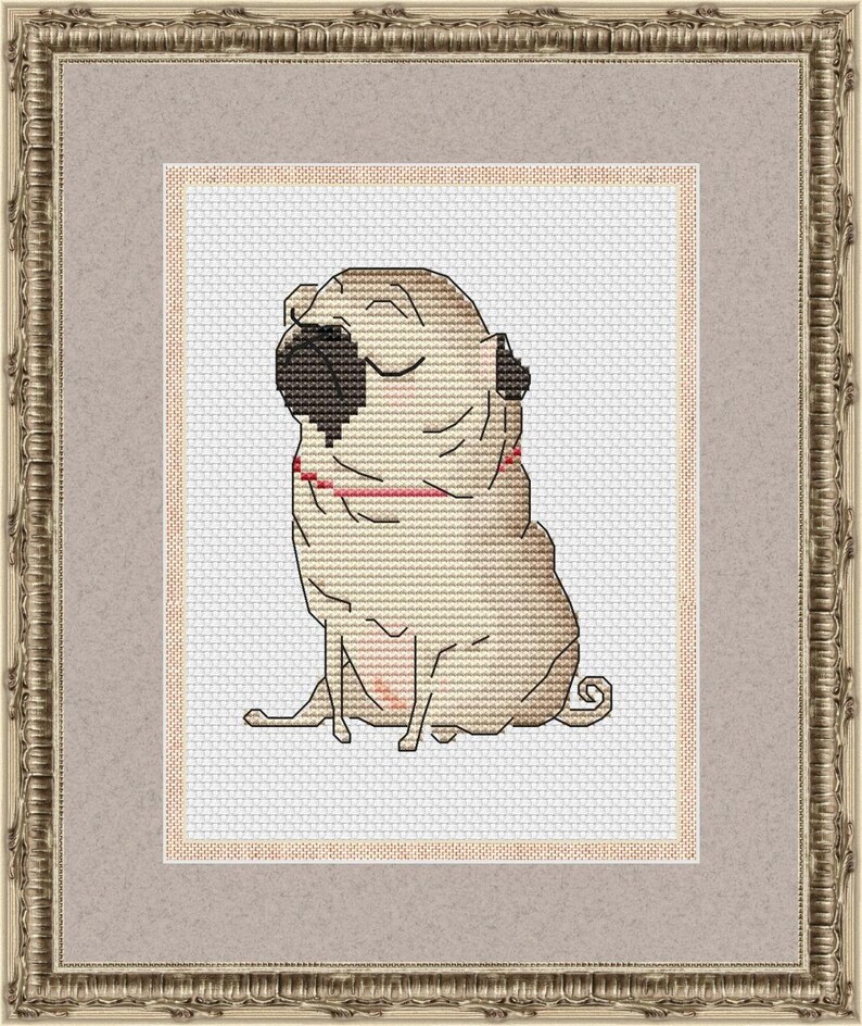 Pug Cross Stitch Pattern Dog Embroidery Pattern Easy Cross Etsy