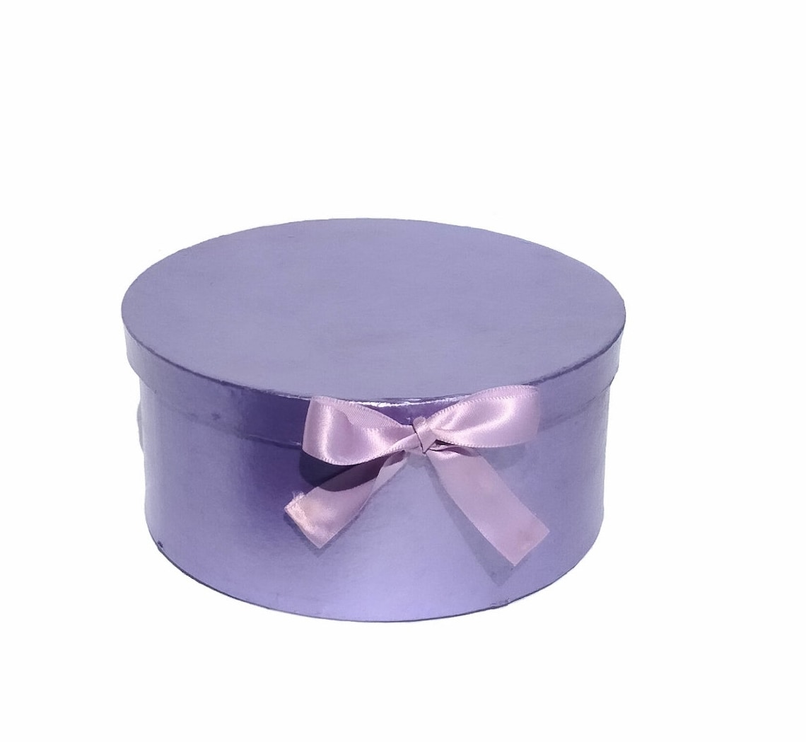 Small Purple Metallic Gift Box With Lid and Purple Bow Etsy