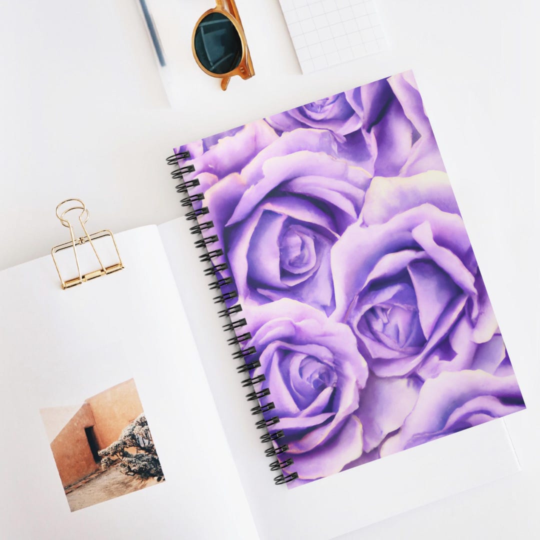 Lavender Rose Floral Spiral Notebook, Ruled Lined Journal - Etsy