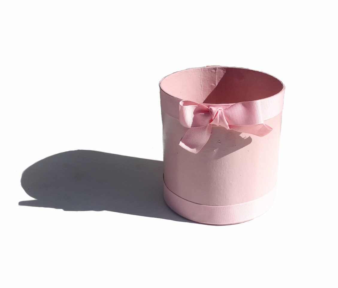 Cylinder Shaped Pink Gift Box No Lid Pink Boxes With Bow Etsy