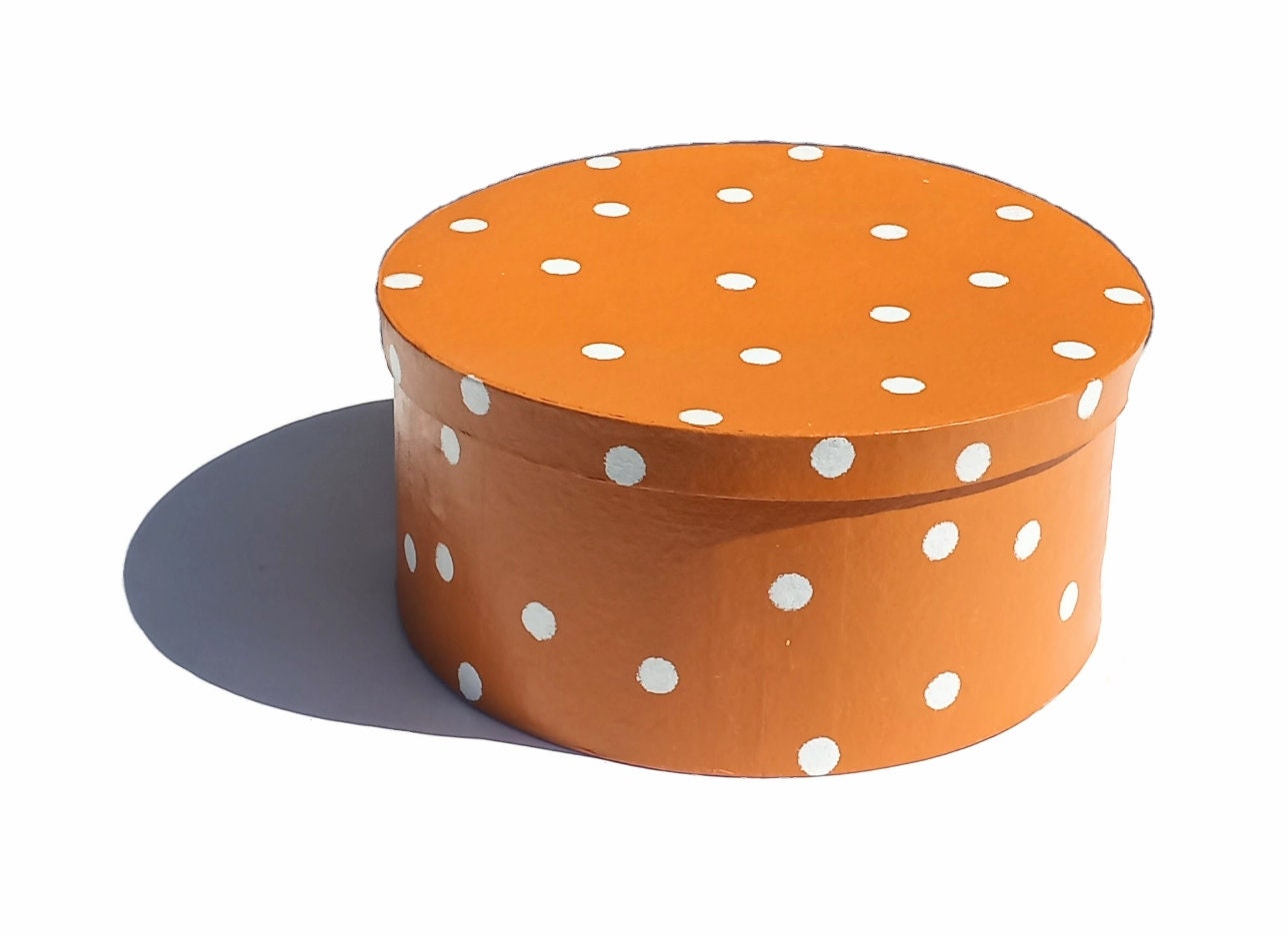 Orange and White Polkadot Gift Box With Lid Etsy UK