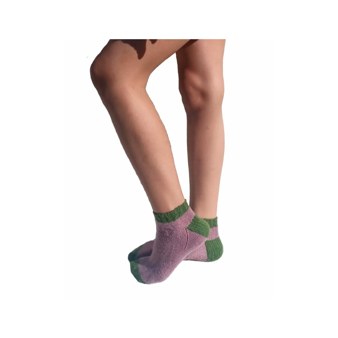 Green and Pink Ankle Socks for Women Hand Knit Socks Etsy UK