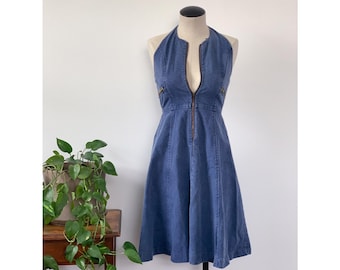 blue jean halter dress