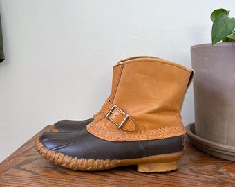 Vintage Maine jacht boot LL Bean Duck boot met oude Cursive 1970 's 8 Eye LL Bean Maine jacht schoen eend laarzen | Etsy
