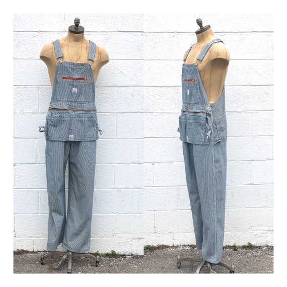 Pointer Blue & White Stripe Utility Apron Overalls