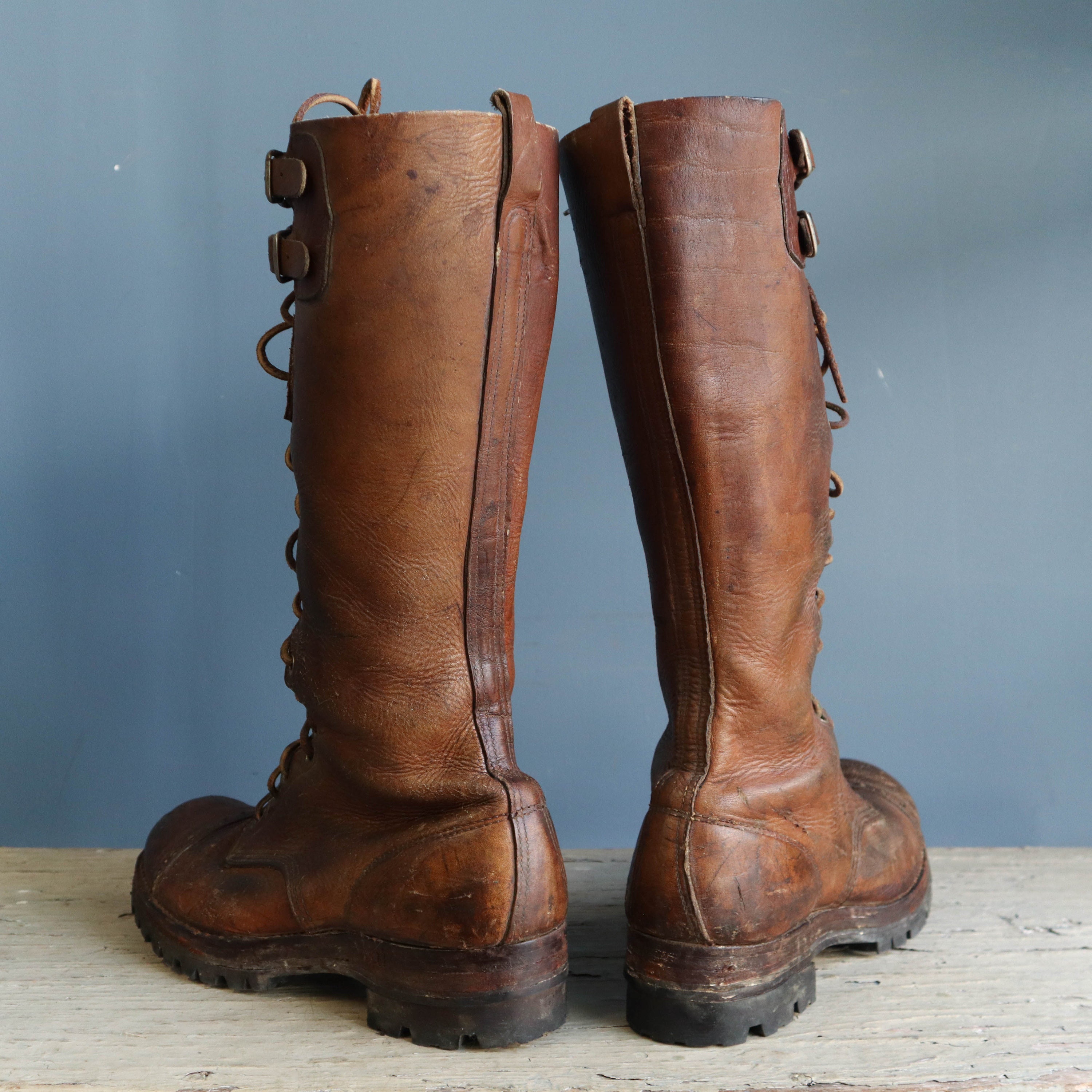 Vintage Leather Lace-Up Boots | Vintage Tall Leather Lace-Up Boots