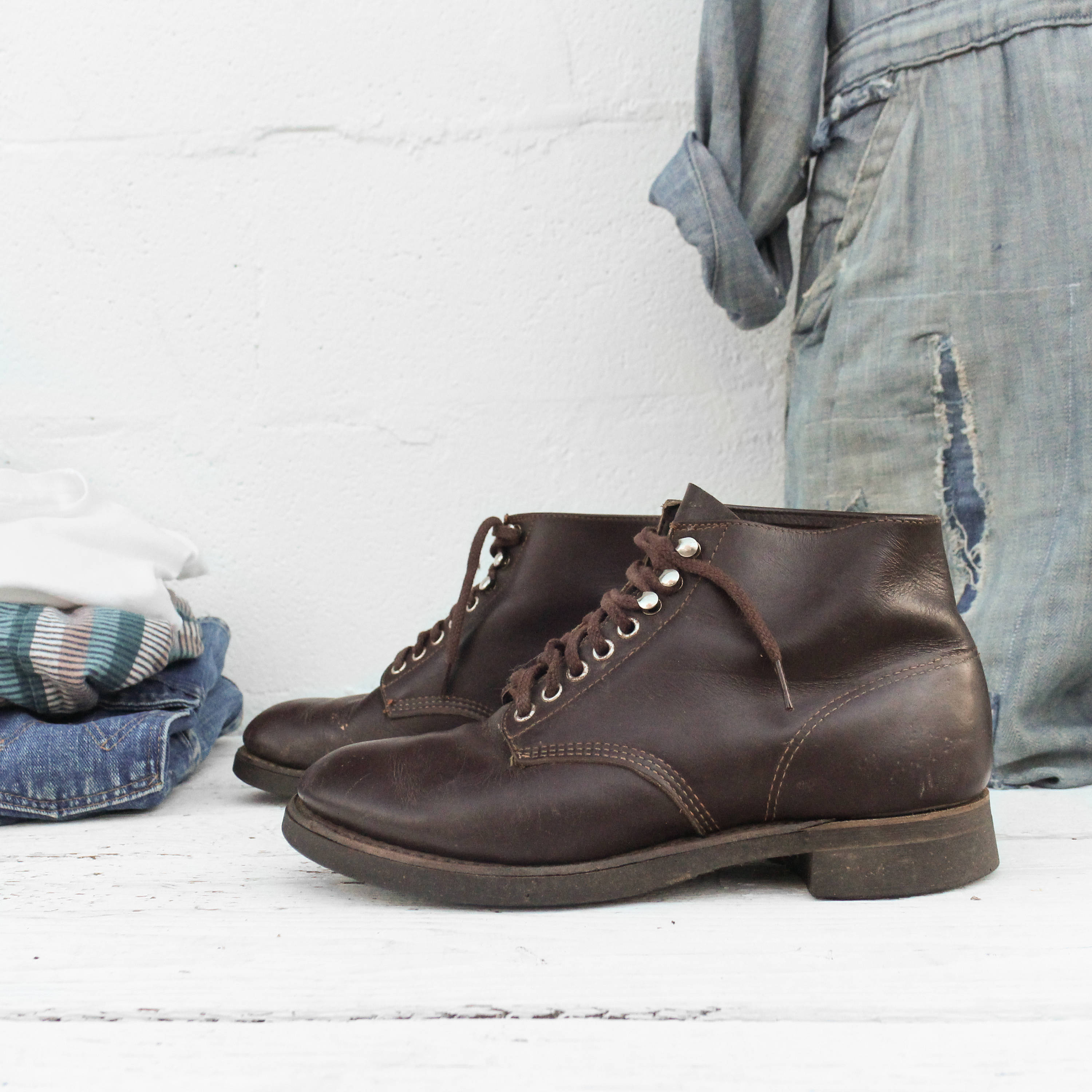 Vintage Work Boots 1950's Cork Sole Lace Up Ankle Boot in Etsy