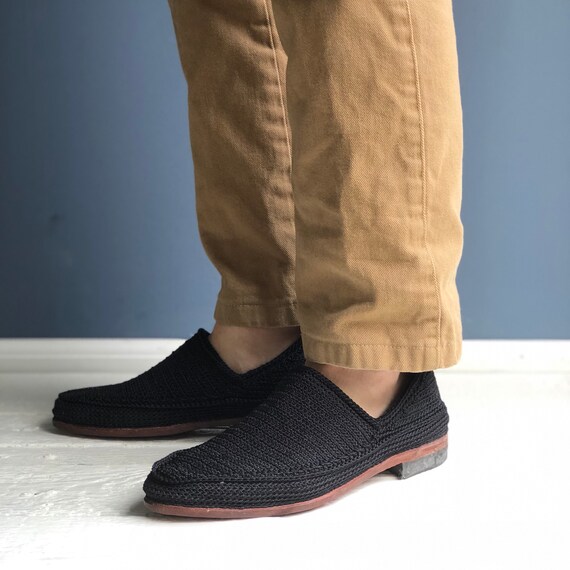 mens black woven loafers