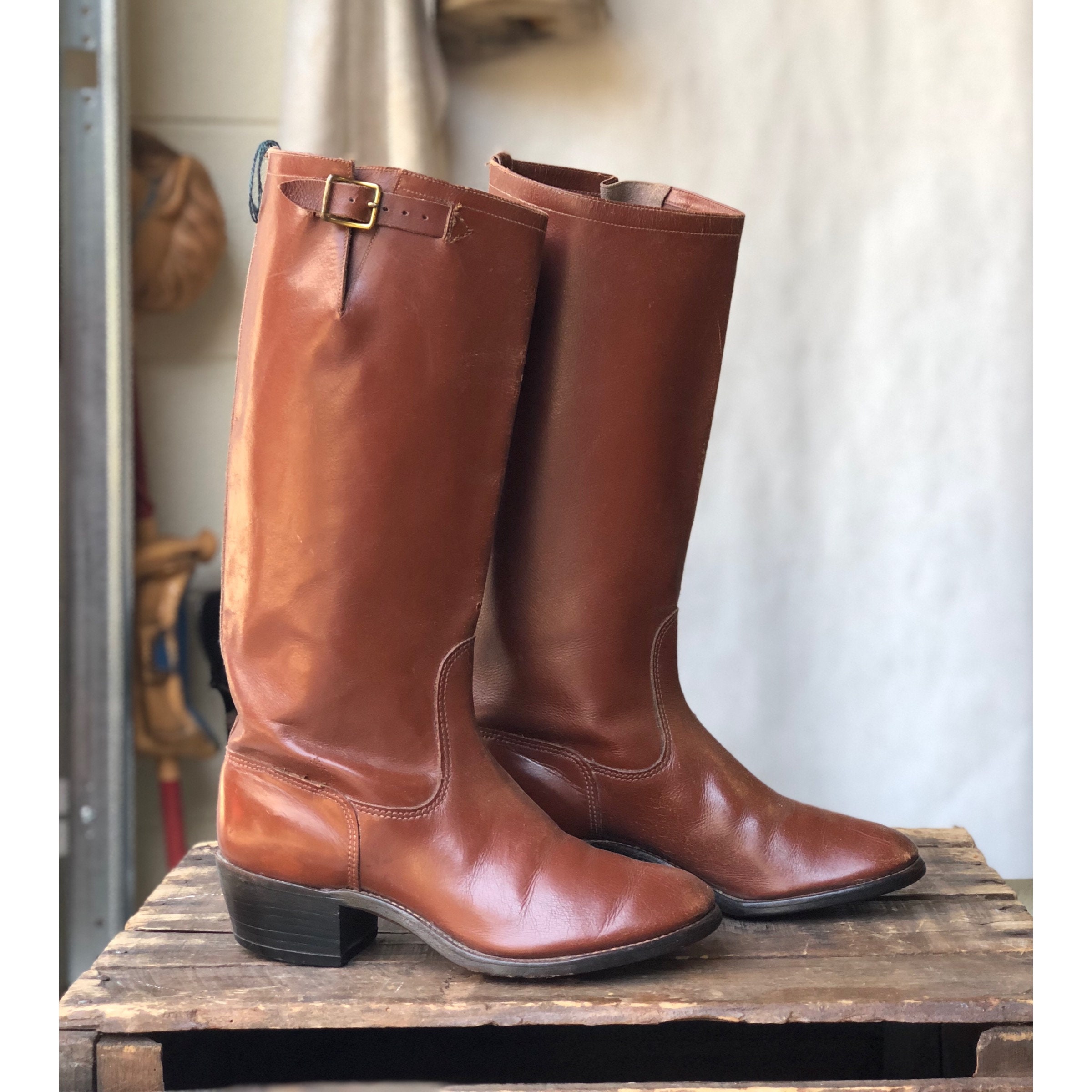 Vintage Gokey Brown Leather Riding Boots