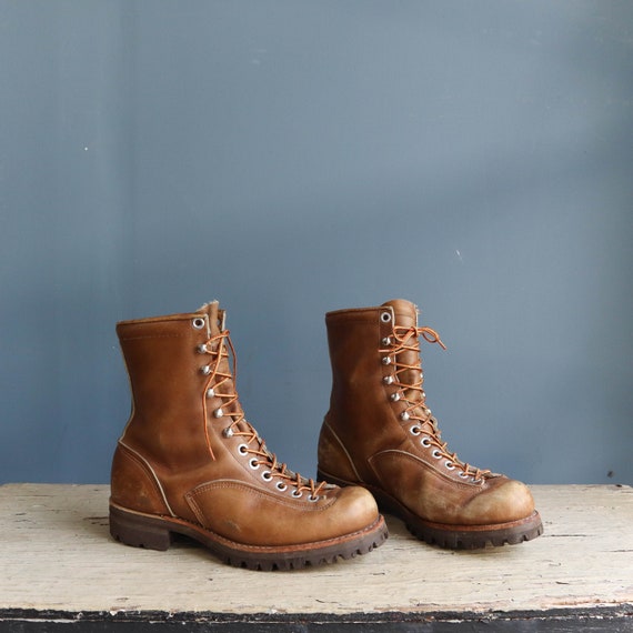 Vintage Men's Brown Leather Work Boot 