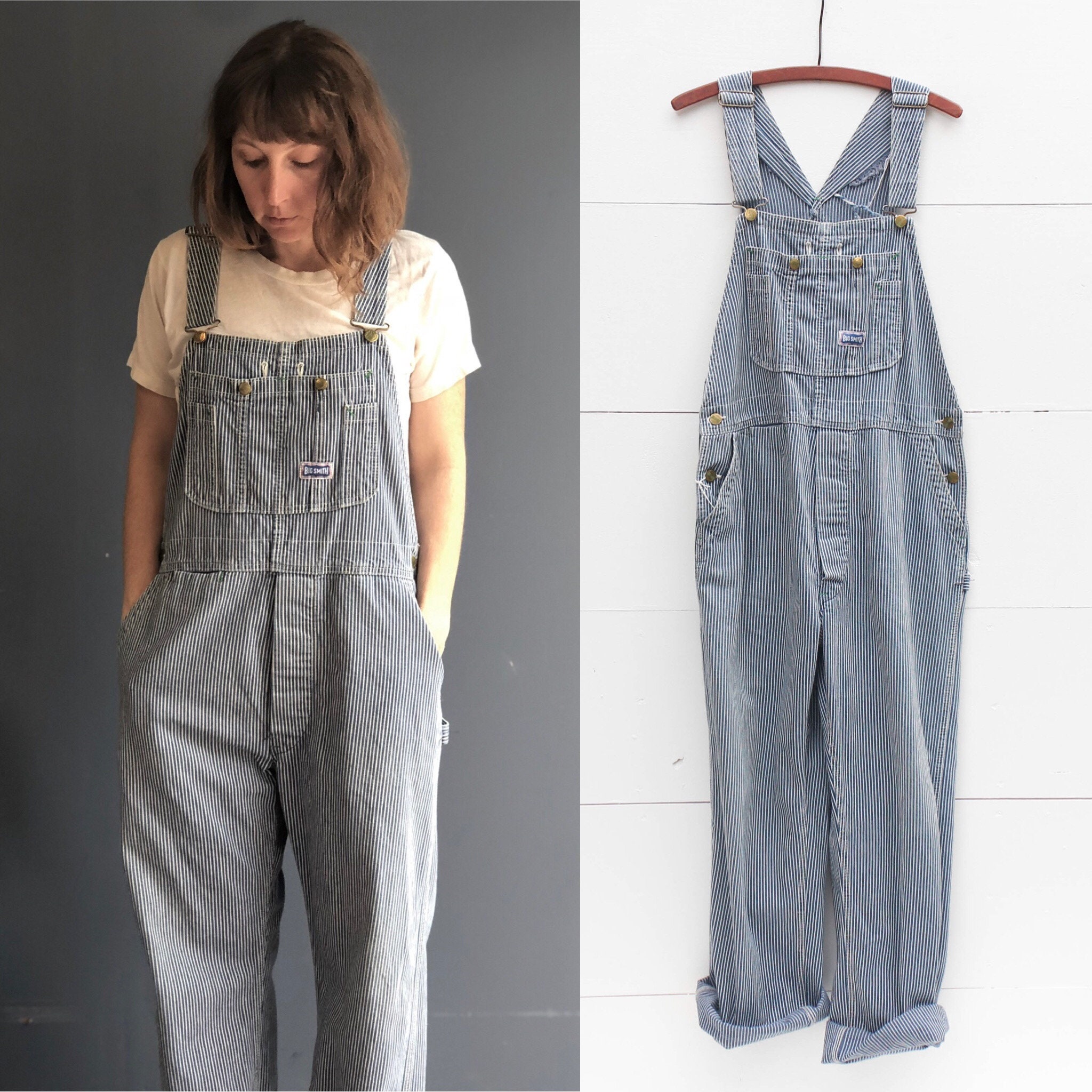 big smith striped overalls