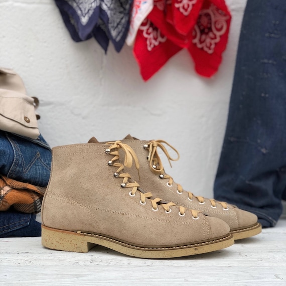 Men's Vintage Roofer Boot Tan Suede 