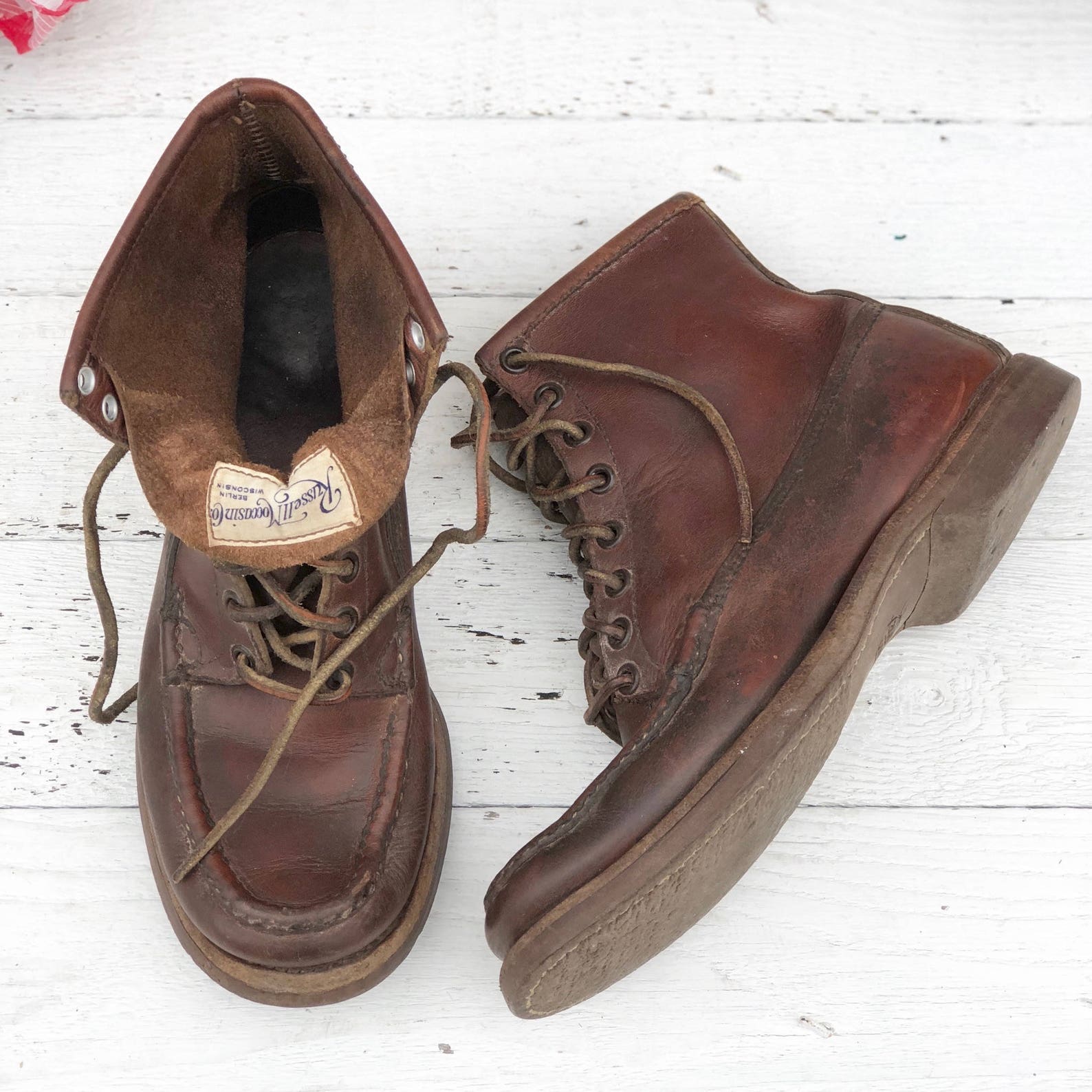 Men's Vintage Russell Moccasin Boots Short Thick Leather | Etsy