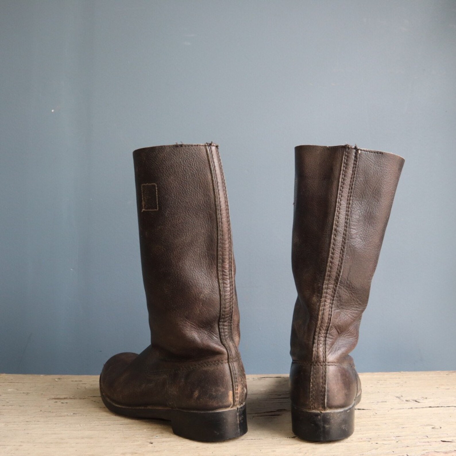 Vintage Men's Leather Work Boot Vintage Dark Brown | Etsy