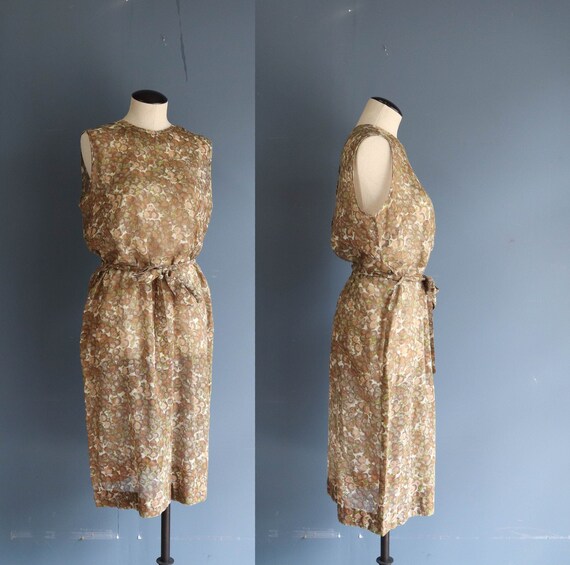 1950's Sleeveless Fruit Print Sheer Dress