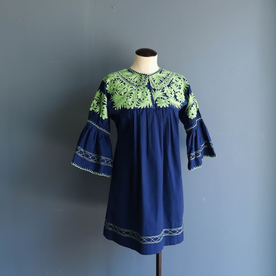 1960s Embroidered Mini Dress | Vintage 60s Mexican