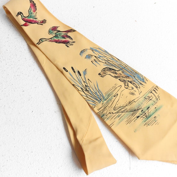 Vintage 1950's Pilgrim Rayon Cravats Painted Tie H