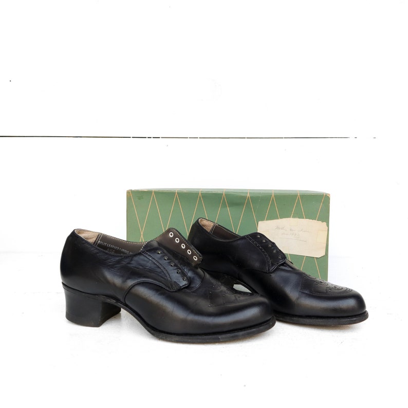 1940\u2019s1950\u2019s Barefoot Freedom Black Heeled Oxford Style Shoes size 5.5 E