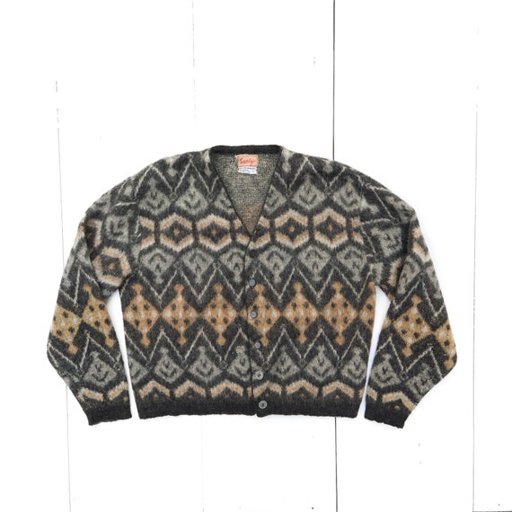 1950’s Men’s Patterened Mohair Knit Cardigan Sweat