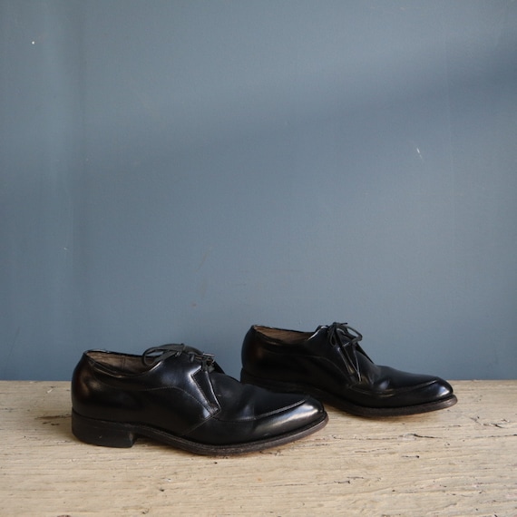 Vintage Men's Black Leather Oxford Shoes | Vintage