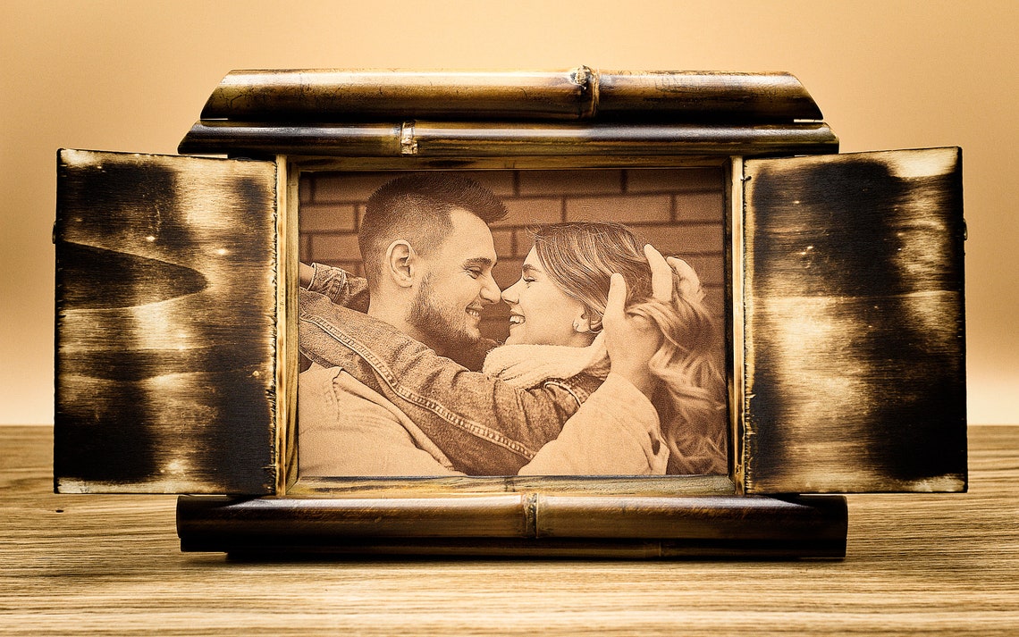 Photo in Leather Photo Engraving Leather Etching Vintage Etsy UK