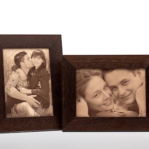 Third wedding anniversary Leather engraving Photo in leather Photo engraving Customised Gift Dark brown 7x5