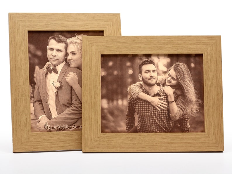Third wedding anniversary Leather engraving Photo in leather Photo engraving Customised Gift Cream 9x7