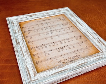 Partitura grabada en cuero, regalo para el tercer aniversario de bodas