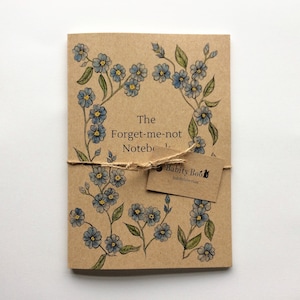 The Forget Me Not Notebook - Eco Jotter - Journal - Sketch book - A5 Pad - Stationary - Recycled - Blue Flower - Notepad