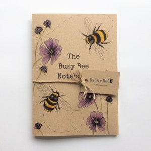 The Busy Bee Notebook - Eco Jotter - Journal - Sketch book - A5 Pad - Stationary - Recycled - Bees - Save the Bees - Bumble Bee - Notepad