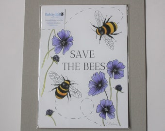 Bee Print, 'Save the Bees' Fine Art Glicee Print by Corinne Maclaine