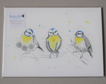 Blue Tits Print, Fine Art Glicee Print by Corinne Maclaine