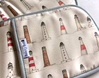 Double oven gloves, Scottish Lighthouses design, kitchen decor