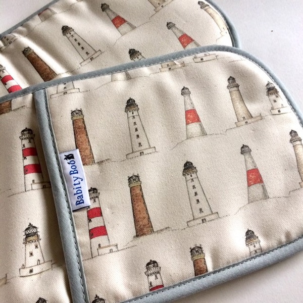 Double oven gloves, Scottish Lighthouses design, kitchen decor