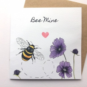 Carte de voeux de mine d'abeille.  Carte d'abeille, carte de valentine, carte de voeux de haute qualité, carte carrée, art animal, bois, sauver les abeilles